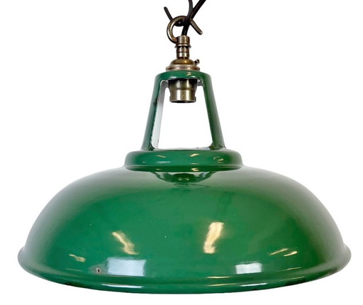 Industrial Green Enamel Factory Pendant Lamp, 1960s