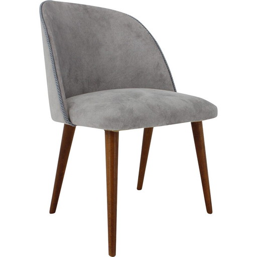 Sedia vintage in tessuto grigio, Cecoslovacchia 1960