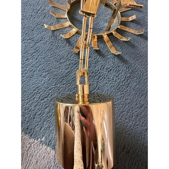 Image 1 of Luxuriöses Paar rosafarbener „Palmette“-Kronleuchter aus Muranoglas im Mid-Century-Stil