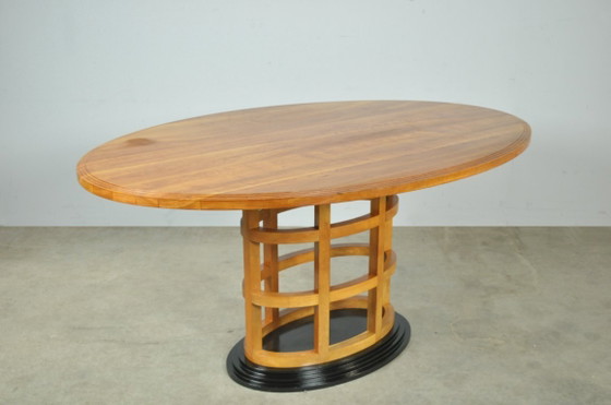 Image 1 of Eccezionale set da pranzo in legno di alberi da frutto in stile Art Déco, anni '80