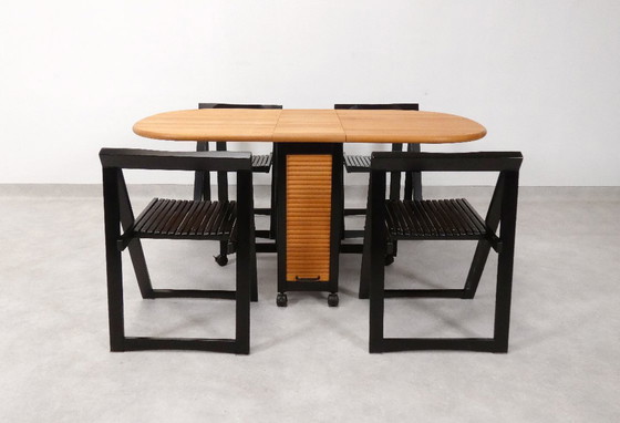 Image 1 of  4 Trieste folding chairs with storrage table - Aldo Jacober for A. Bazzani 
