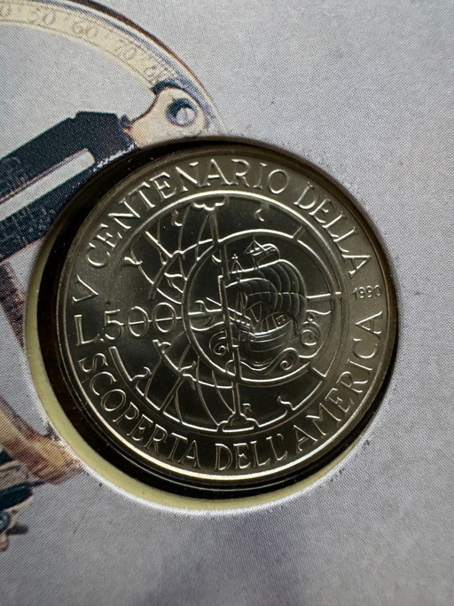 Pièce d'argent commémorative de la découverte de l'Amérique, 1990