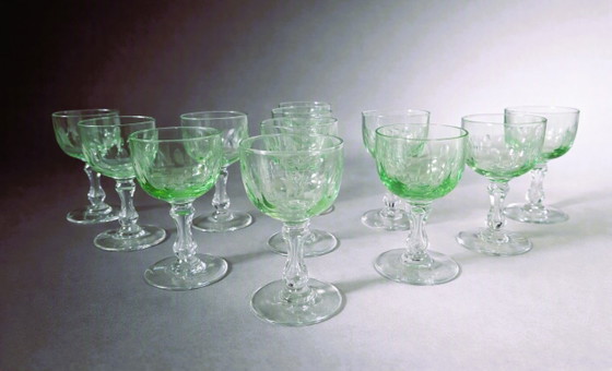 Val Saint Lambert - Drinkware Set (12) - Crystal - Uranium/Anna Glass – Glass & Decanter (photo 3 of 10)