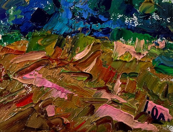 Original Oil Painting Sunset Forest Landscape Evening Nature – Paintings & Drawings, Canvas (photo 5 of 8)