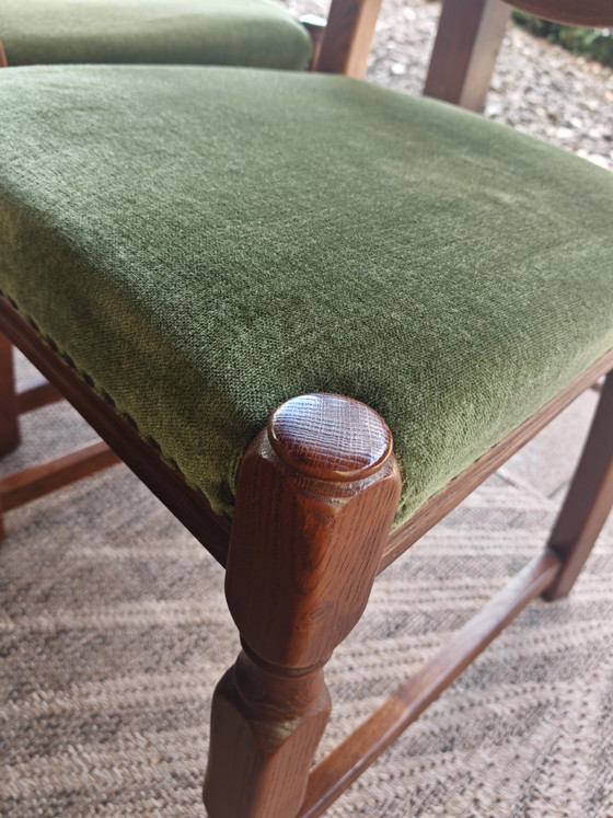 Lübke 4-piece set of chairs, velvet, green, wood – Dining chairs (photo 5 of 6)