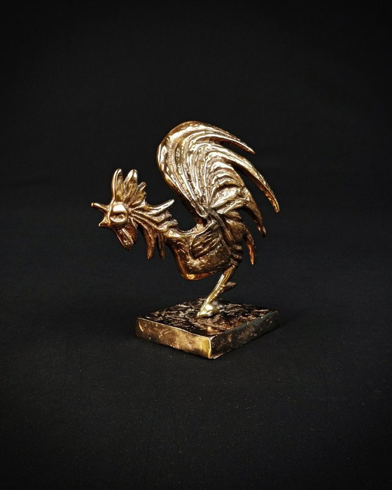 Image 1 of Yves Lohé "Cocorico" sujeto zoomorfo en bronce con pátina dorada de los años 90