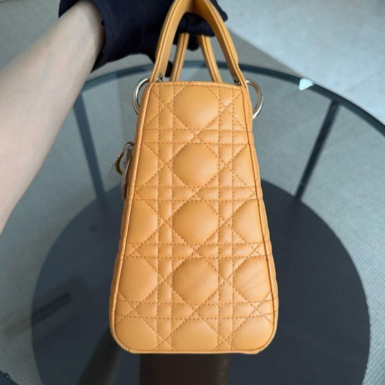Image 1 of DIOR LADY MEDIUM - CANNAGE LAMBSKIN CARAMEL GOLD HARDWARE STRAP