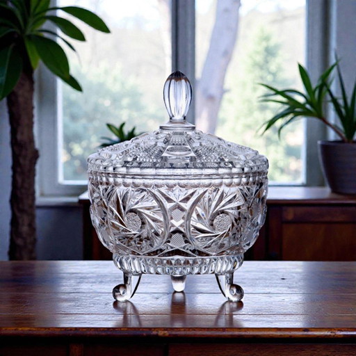 Large antique crystal candy dish from the Belle Époque