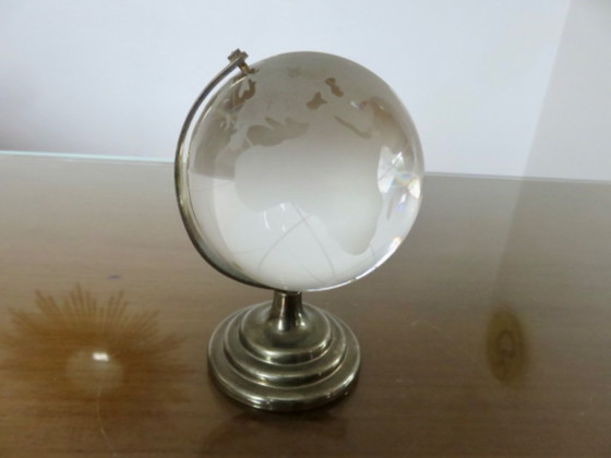 Image 1 of Kleiner Kristallglobus, dekorativer Briefbeschwerer, 1970er Jahre