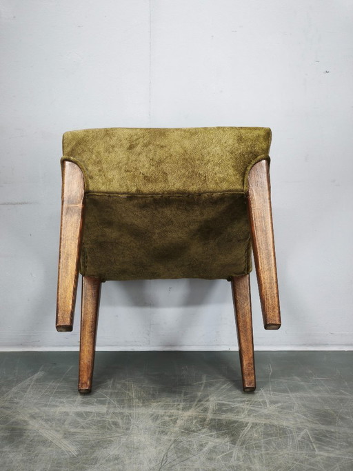 Art Deco Beech Wood Stool, Czechoslovakia, 1930s