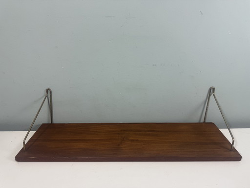 Vintage Teak houten wandplank Mid Century