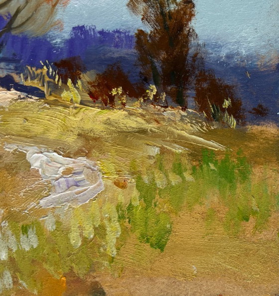 Image 1 of Original Oil Painting Autumn Forest Landscape Twilight of the autumn forest