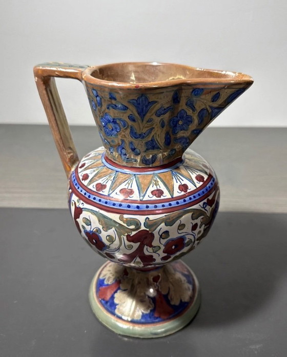 Image 1 of A348-Superb Antique Pitcher Alfredo Santarelli Majolica Italy