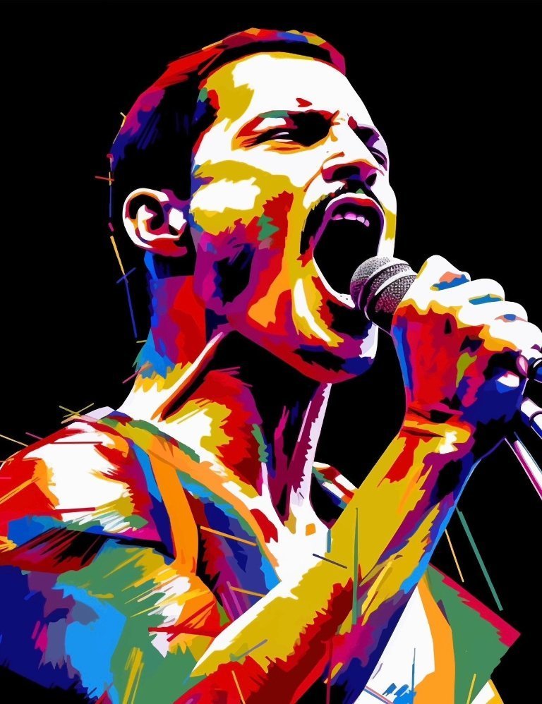 Poster Mural Freddie Mercury Abstract SINGLE - Impression Sur Toile Moderne
