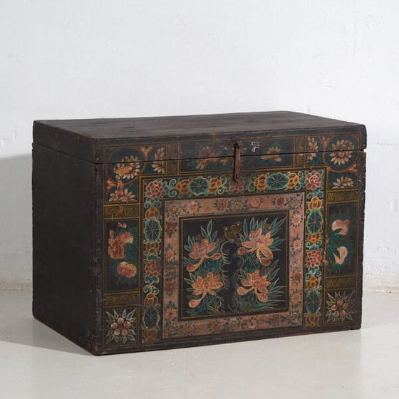 Antieke Chinese beschilderde kist van grenenhout – China, circa 1900 – Opbergkast, Iron (photo 5 of 40)