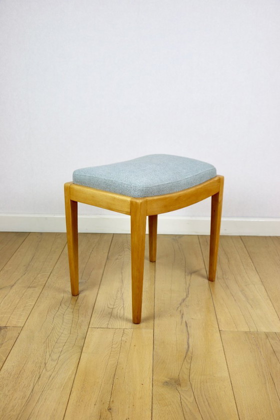 Image 1 of Taburete asiento tela natural azul claro Art Deco - 2 piezas disponibles