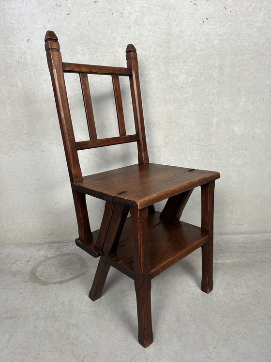 Image 1 of Sgabello/sedia antico da biblioteca