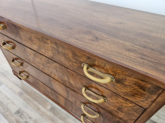 Image 1 of Commode Art Déco en ronce de noyer à quatre tiroirs