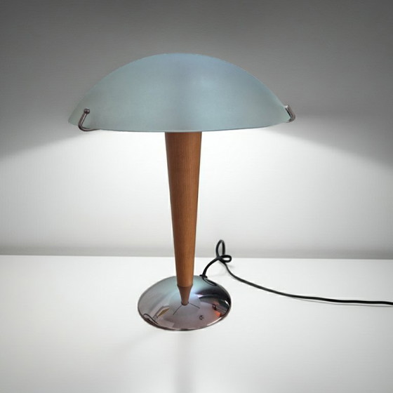 Image 1 of Vintage IKEA Kvintol mushroom table lamp with a frosted glass shade