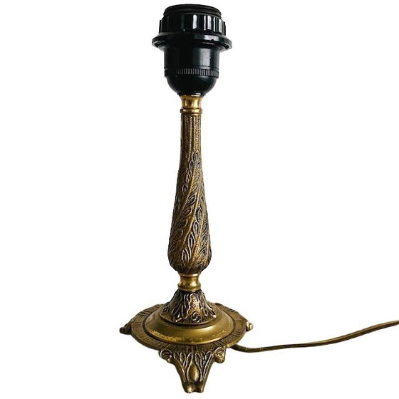 Image 1 of Antiker Jugendstil-Lampenfuß aus Messing mit Akanthusmuster, 1910er Jahre