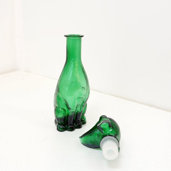 Image 1 of Jarra de cristal verde Empoli con forma de perro salchicha – Italia, década de 1960