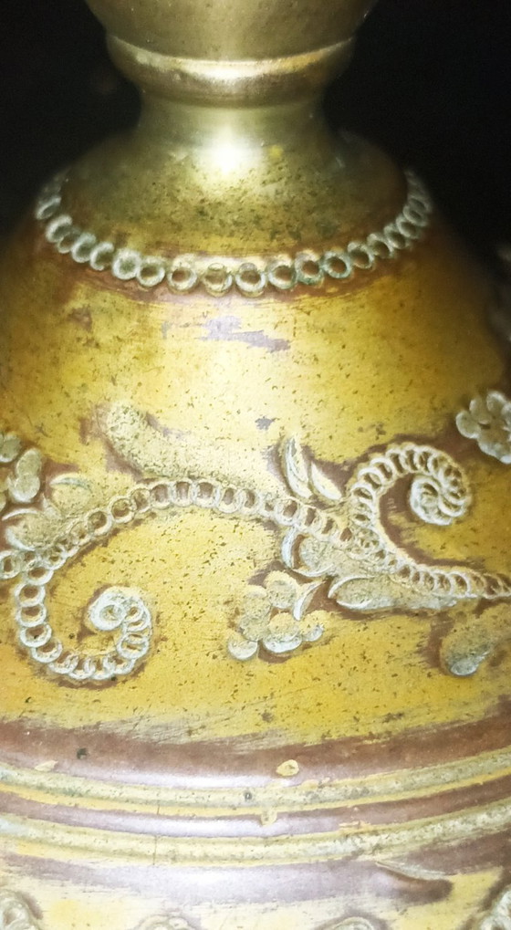 Image 1 of candelabro Bezalel Jerusalem unico - bronzo multitono - Boris Schatz (ca 1920)