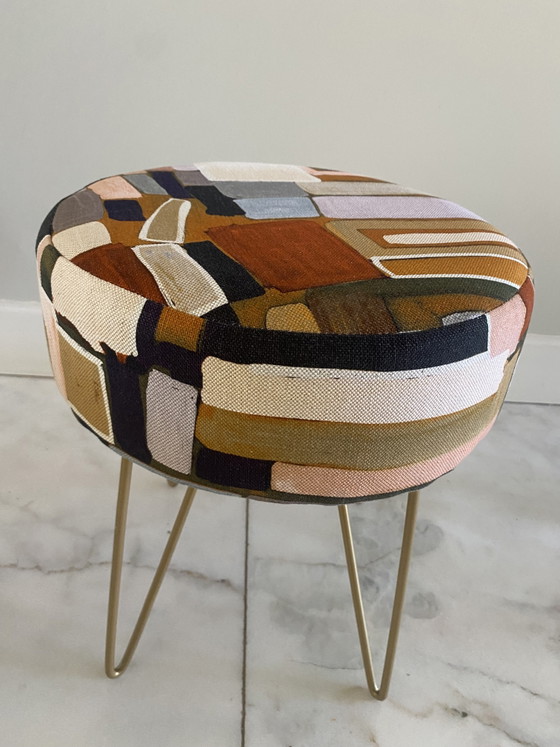 Image 1 of Recycled stool upholstered with designer fabric