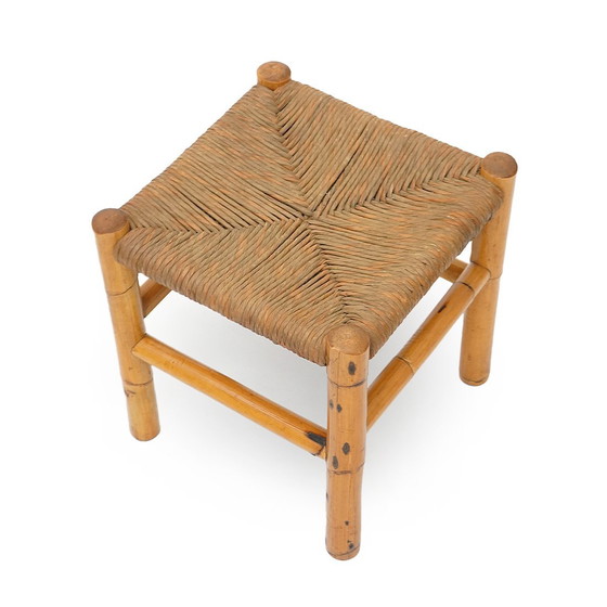 Image 1 of Par de taburetes de ratán y paja tejida, años 60