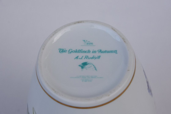 Image 1 of Franklin Mint vase: Goldfinch in Autumn