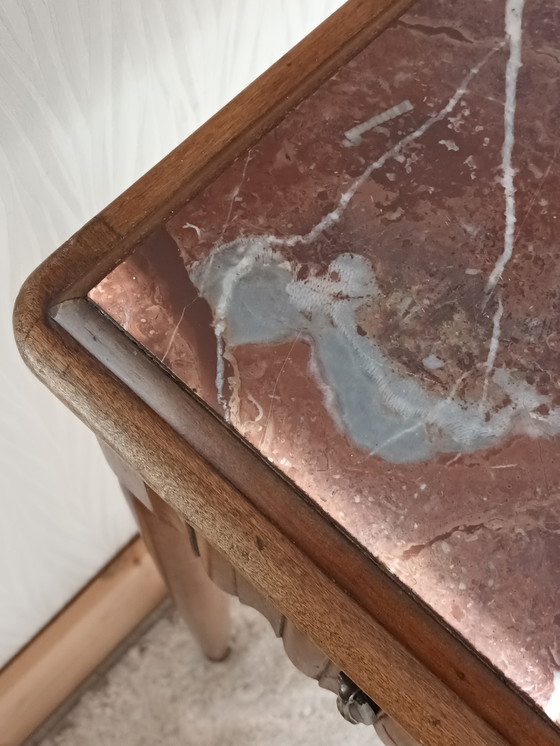 Image 1 of Toletta retrò in legno di ciliegio e marmo