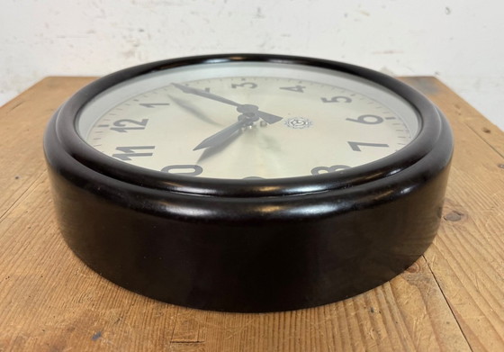 Image 1 of Industrial Brown Bakelite Factory Wall Clock from Chronotechna, 1960s