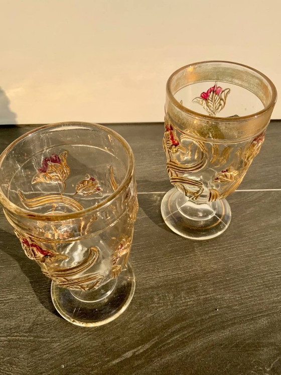 Image 1 of Coppia di bicchieri da vino/acqua in stile Art Nouveau - Josef Inwald - Boemia, c. 1914