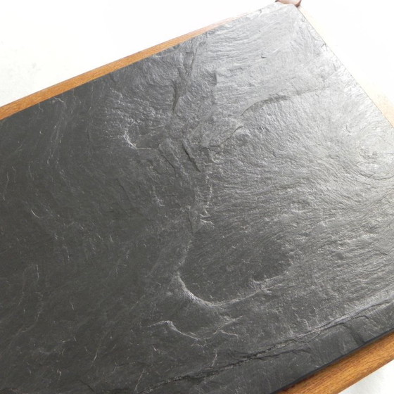 Image 1 of Tavolino da caffè vintage con piano in ardesia e struttura in rovere, anni '60.