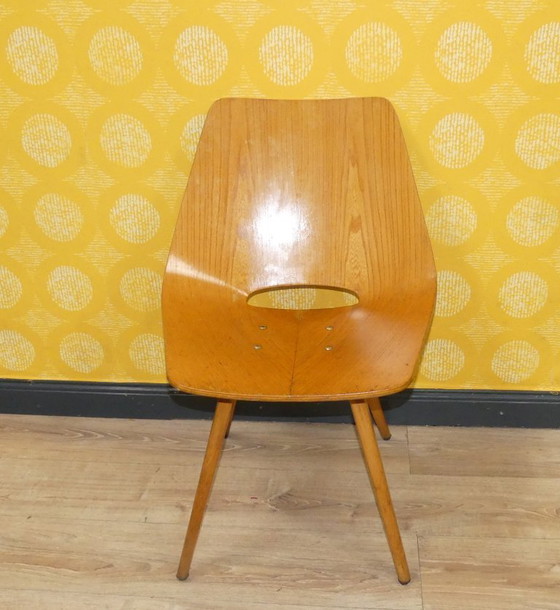 Image 1 of THONET Stuhl Wannenstuhl 661 Günther Eberle SELTEN! Design Klassiker 50er Jahre vintage Sitz gebogenes Sperrholz Gestell Holz