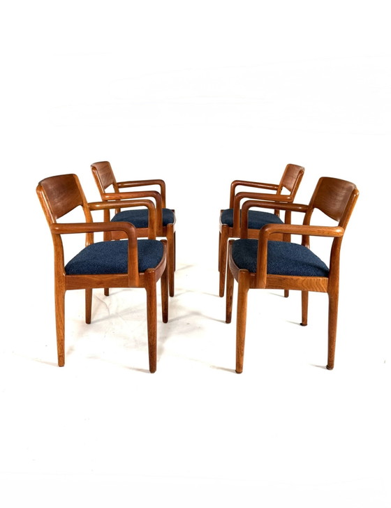 4x Sedie da pranzo restaurate, Juul Kristensen ‘60 – Legno, Tessile (photo 3 of 12)