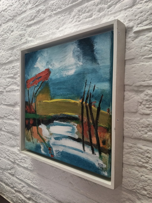 Abstract Impressionist Still Life by Lenie van den Bulk – schilderijen tekeningen, Wood, Canvas (photo 2 of 7)