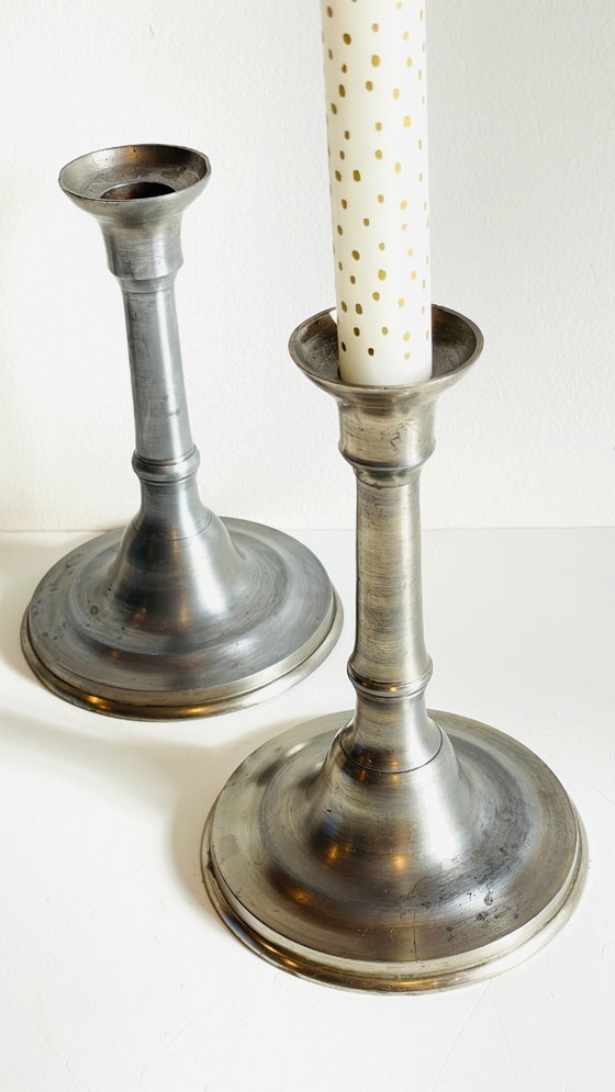 Image 1 of Vintage Silver Metal Candlesticks