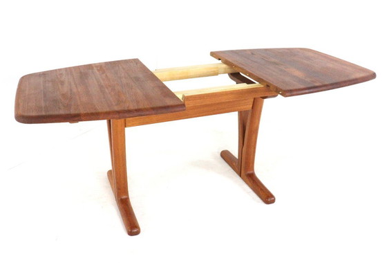 Image 1 of Table de salle à manger rectangulaire ovale à rallonge Holstebro en teck massif