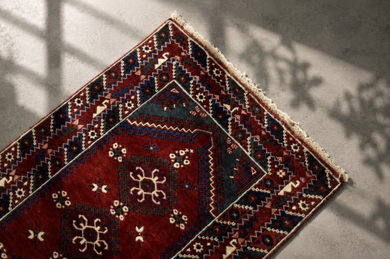 Vintage Red Hand-Woven Oriental Afghan Rug, 1970s – Decorative Objects, Wool (photo 3 of 13)