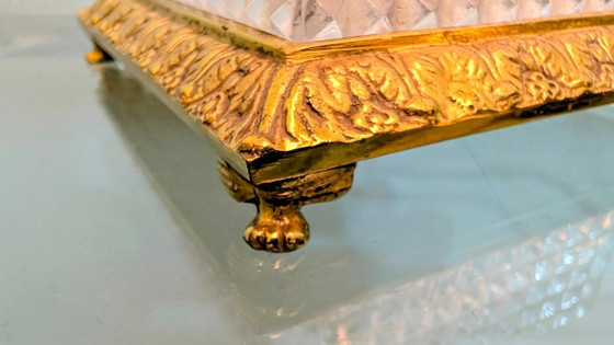 Vintage crystal glass table lamp with brass – Hollywood Regency / 1960s – 77 cm (photo 4 of 16)