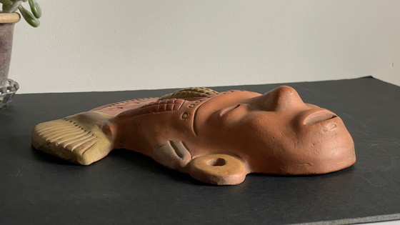 Image 1 of Masque Terre Cuite Reproduction Vintage Mexique
