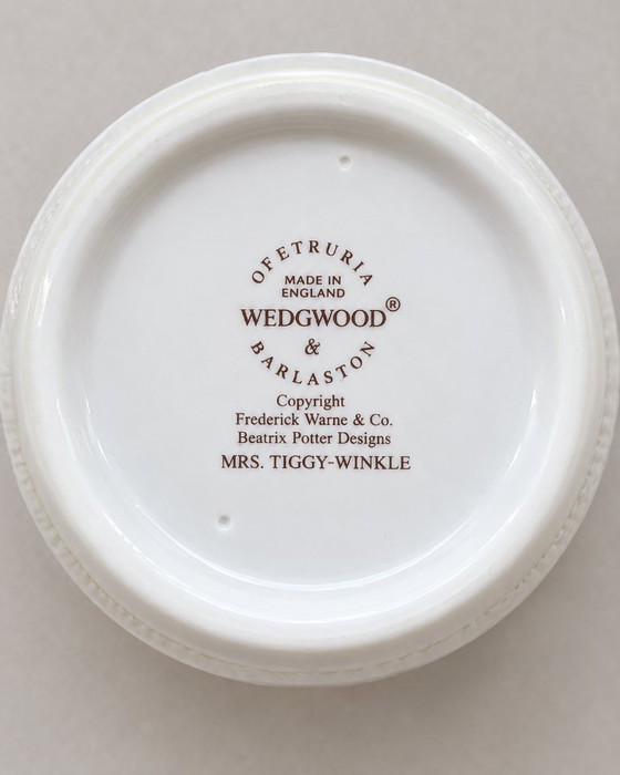Set Tazza Ciotola Piatto Wedgwood Beatrix Potter Mrs. Tiggy-Winkle Vintage Made In England – Stoviglie (photo 5 of 7)