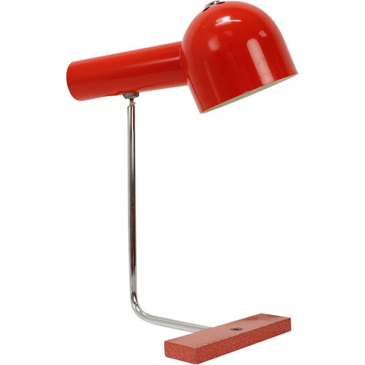 Lámpara de mesa vintage de metal y cromo para Napako, Checoslovaquia, 1960
