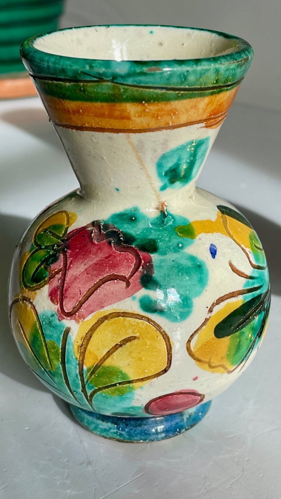 Image 1 of Vintage Handcrafted Ceramic and Brass Vases
