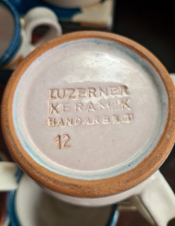 Image 1 of Bellissimo set da caffè in ceramica LUZERNER, con motivi floreali dipinti a mano.