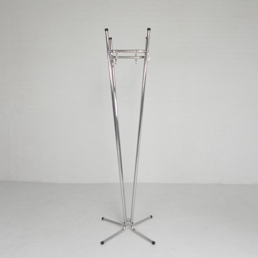 Standing chrome coat rack on 4 legs, 1950s