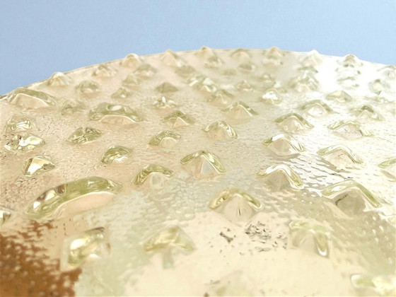 Image 1 of Grand plafonnier ou lampe murale à encastrer en verre hobnail givré