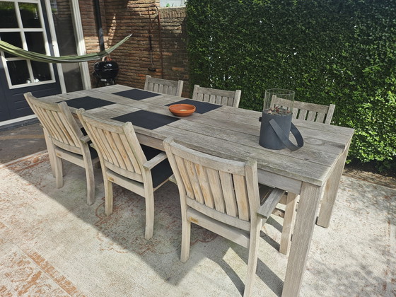 Annapart Teak Gartentisch mit 6 Stühlen inkl. Kissen – Garten-Sets, Textile, Wood (photo 3 of 9)