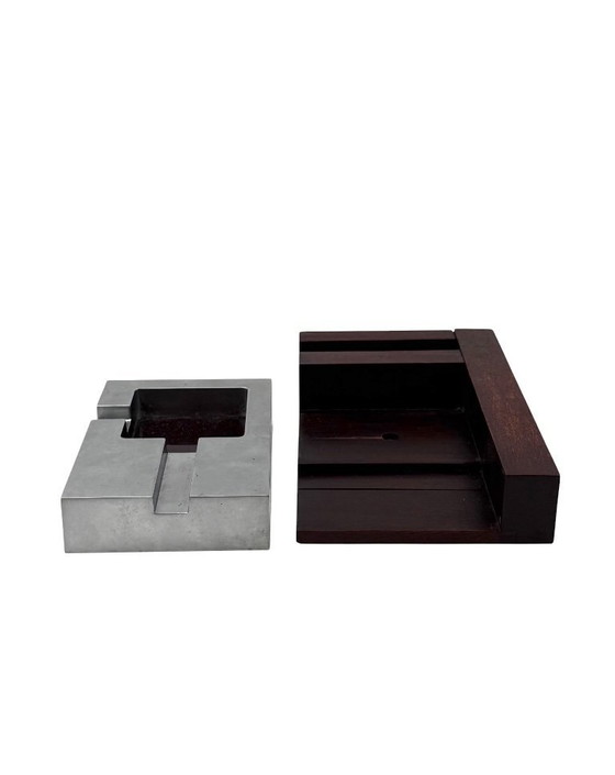 Image 1 of Cenicero de caoba moderno de mediados de siglo, Alfred Dunhill Italia Años 70
