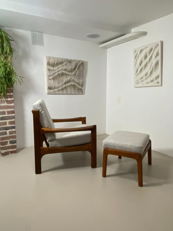 Image 1 of Poltrona e pouf in teak danese – anni '60